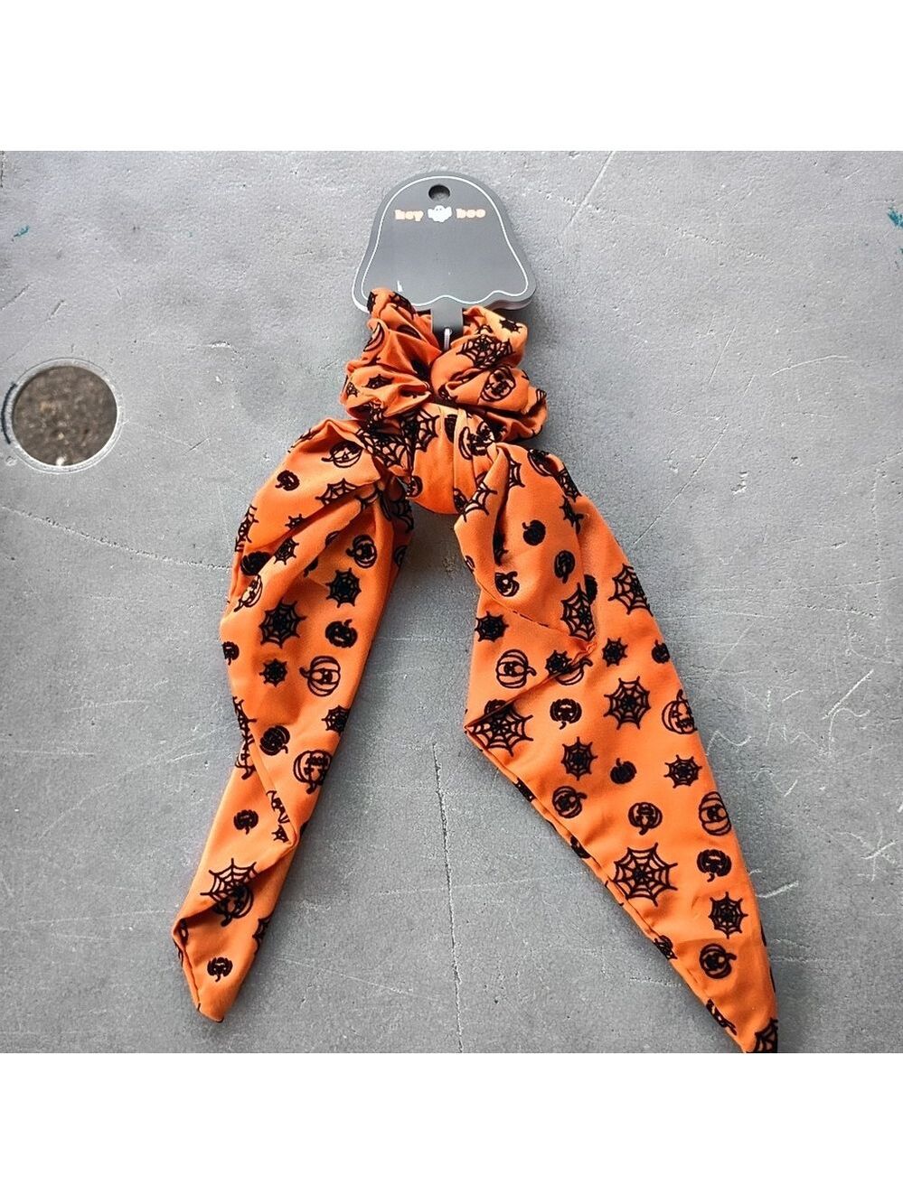 2/$10 Halloween Orange Spiderweb Bow Twister Scrunchie